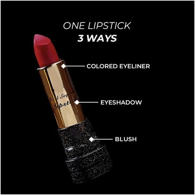 HUZURLU Gold Sequin Lipstick(3.5 ml, SHIMMERY RED)