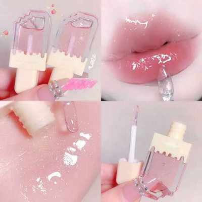 Ashyra Crystal Ice Cream Lip Gloss Set–Hydrating Shine in Playful Ice Cream (Pack of 2)(5 ml, Light Pink)