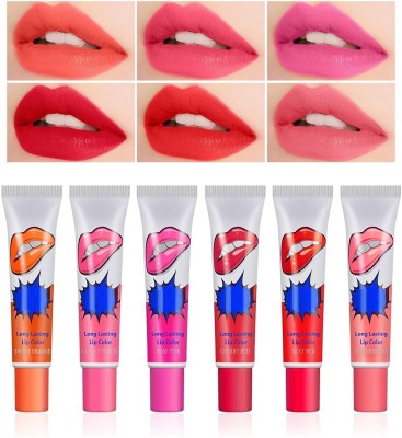 YAWI 24 Hour Peel Off Liquid Lipstick Waterproof Lip Gloss Mask Makeup(90 g, Watermelon, Rose Red, Sweet Orange, Lovely peach)