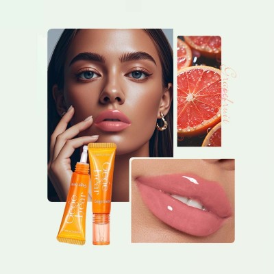 DAIMANPU GEGE BEAR Grape, Apple, Orange Extract Natural Lipgloss, High Shine Lip Plumper(10 ml, Orange)