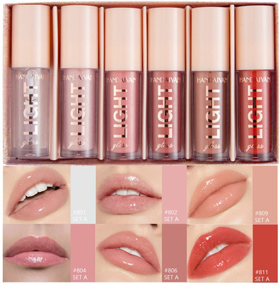 HANDAIYAN 6Pcs lip oil light lipgloss set, moisturizing hydrating high shine Plump (Set A)(7.5 ml, SET A)