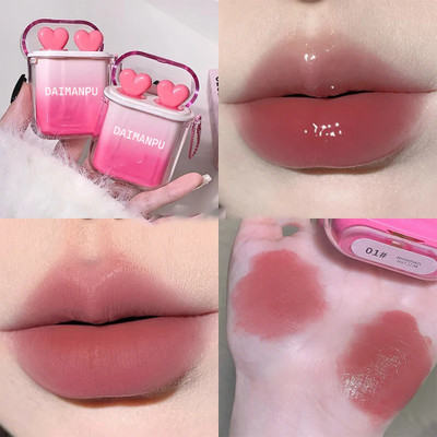DAIMANPU Gege Bear Heartfelt Water Light Velvet Fog Lip Glaze Set – Dual Texture(5 g, , Shade 01, Lychee Sweet Tea , Brown)
