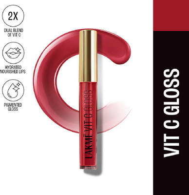 Lakmé SuperglowVIT-C Gloss-CherryRedC3-2.5ml(2.5 ml, Red)