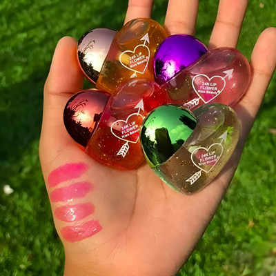 pink cheeks Heart Shape Lip Gloss Tint For Dry And Chapped Lips In Heart For Girls (4 PC)(4 ml, MULTICOLOR)
