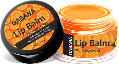 GABANA Lip Balm for Soft and Natural Lips with Orange Extracts Pack of 1 Unit of 15g(15 g, Orange)