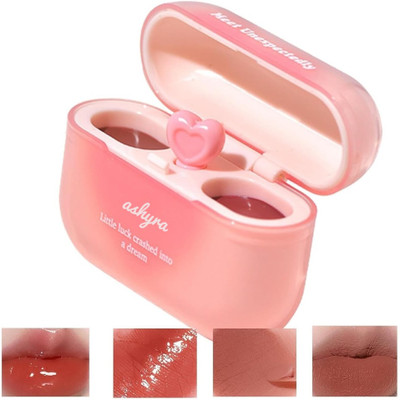Ashyra Lip Gloss & Tint Duo – Pink Heart Compact Earbuds Shaped Case (Pack of 1)(5.2 ml, Multicolour)