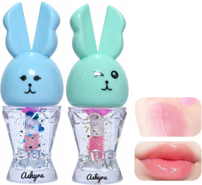 Ashyra Hydrating Lip Gloss – Cute Bunny Bottle with Natural Shine (Pack of 2)(5.2 ml, Light Pink)