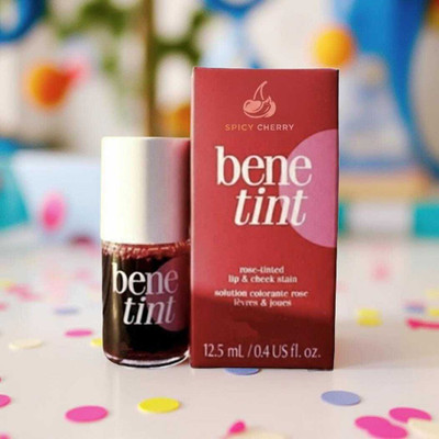 SPICY CHERRY Benetint Lip & Cheek Stain smooth,waterproof tint for lip and cheek F25(10 ml, Peppy Red)
