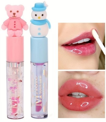 Ashyra Cute Fruit Doll Bottle Cap Moisturizing Lip Gloss (Pack of 2)(10 ml, Glossy Pink)