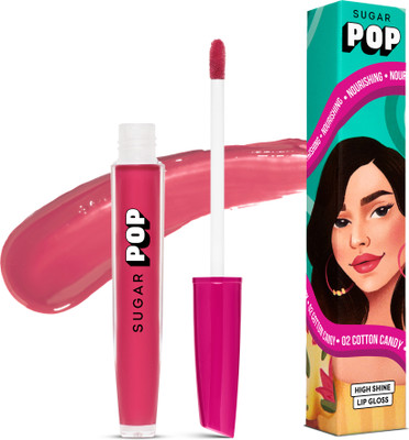 SUGAR POP High shine Lip Gloss - 02 Cotton Candy | Richly Pigmented | Hyaluronic-Infused(3.5 ml, Pink)