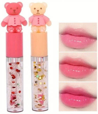 Color Castle Teddy Korean Lip Gloss Moisturizing Lip Gloss Pack of 2(10 ml, PINK)
