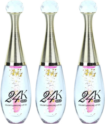 A PERFECT EDGE 24K Luxe Lip Oil – Temperature & pH Based Color Change(Pack Of 3)(10 ml, Pink, Multicolor)