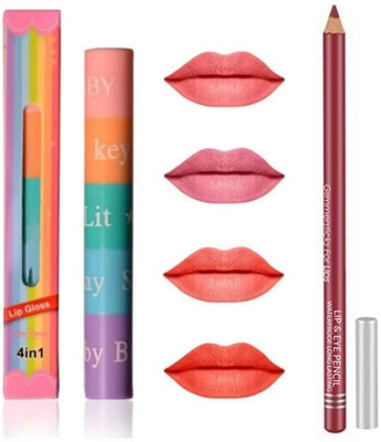 LOVE HUDA 4 in1 Liquid Matte Red Lipstick With Multi Purpose Eye & Lip Liner Velvet Finish(12 ml, Multicolor)