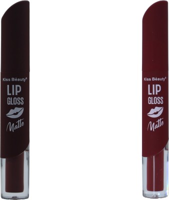 Kiss Beauty Velvet Matte Liquid Lipstick Lipgloss Shed 01+06(12 g, Brown, Maroon)