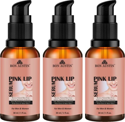 Bon Austin Premium Pink Lip Serum Oil - For Soft and Glossy Lips Combo Pack Of 3 bottle of 30 ml(90 ml)(90 ml, Berry Red)