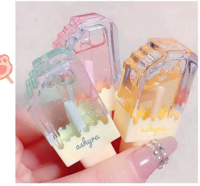 Ashyra Crystal Ice Cream Lip Gloss Set–Hydrating Shine in Playful Ice Cream (Pack of 3)(5 ml, Light Pink)