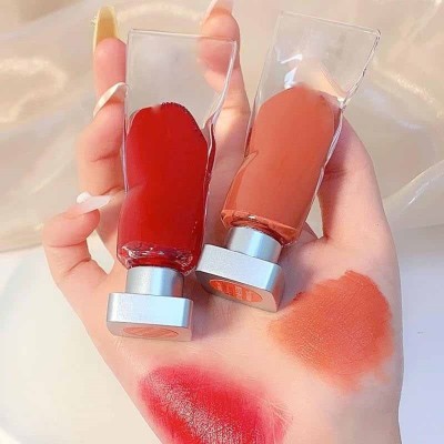 WOONGMI Ice cube velvet Lip Glaze Moisturizing Lip Gloss(9 ml, RED, LIGHT BROWN)