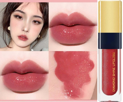 THTC Diamond Shine Lip Gloss for Glossy Effect, Transparent Lip Makeup P09(6 ml, RED TOUCH)