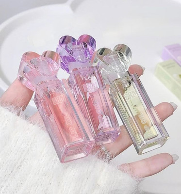 BRM TRADERS Heart Top Lip Oil Hydrating Pink Tint Lip Glaze (Pack of 3) (Random Colors)(24 ml, Multicolor)