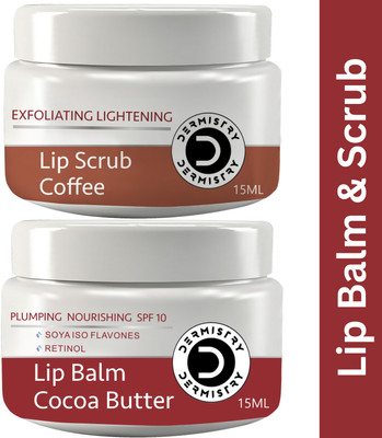 DERMISTRY Pigmentation Tan Removal Coffee Scrub & Cocoa Butter Shea Butter SPF10 Lip Balm Scrub(30 g)