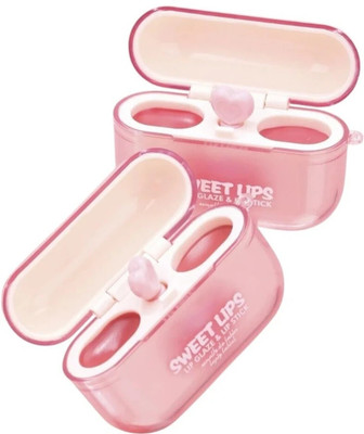 pink cheeks Earbuds lipstick Double Lip Gloss Mirror Finish (Pack of 2 )(12 ml, multicolor)