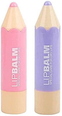 Divyaan Beauty Korean Viral Pencil Shaped Lip Balm (Set of 2)(2 ml, Pink)