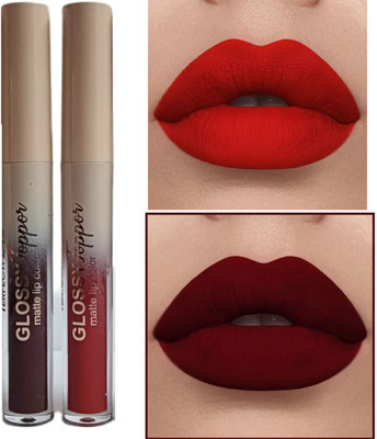 WECHARMERZ Matte Finish Velvet Long Lasting Lipgloss Red & Maroon(6 g, Red & Maroon)