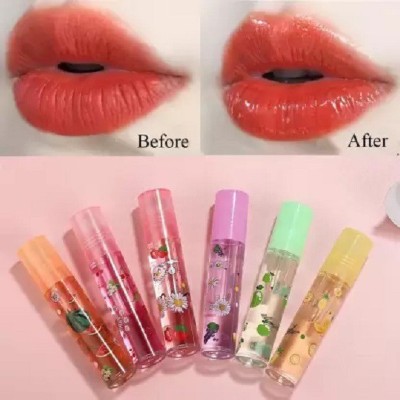 FELICECHIARA Gloss Waterproof Long Lasting Makeup Sexy Lip Glow Oil Moisture Lip Grapefruit Pineapple, Orange Flower, Fruit Punch, Mint, Cherry, Strawberry, Blueberry(Pack of: 6, 18 g)