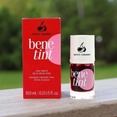 SPICY CHERRY Benetint Lip & Cheek Stain smooth,waterproof tint for lip and cheek F44(10 ml, Peppy Red)