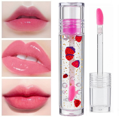 nuvya Soft Shine Lip Oil with Watermelon Fimo and Gold Sparkles(8 ml, Pink)