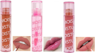 nuvya Glossy & Matte Lip Gloss Set of 3 – Moisturizing Long Wear Shades(8 ml, Multicolor)