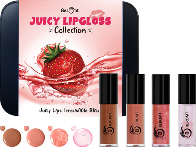 BEROMT JUICY LIPGLOSS COLLECTION MINI LIP GLOSS -SET OF 4 BJMC10(6.4 ml, Multicolor)