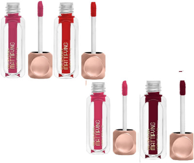 WECHARMERZ 4Colour Long Lasting Waterproof & Smudgeproof Matte Liquid Lipgloss(3 ml, Multicolor)