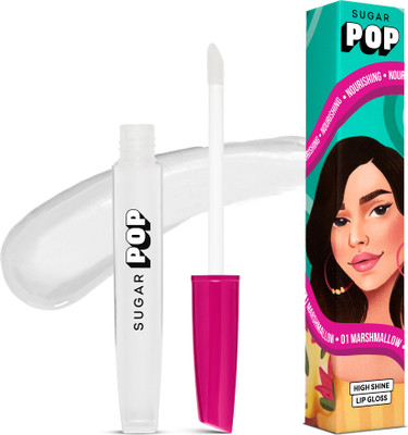 SUGAR POP High shine Lip Gloss - 01 Marshmallow | Richly Pigmented | Hyaluronic-Infused(3.5 ml, Clear)