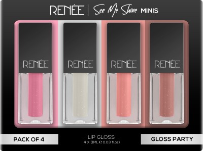 Renee See Me Shine Minis Gloss Party Combo 1ml Each, Non Sticky & Non Drying Formula(4 ml, Gloss Party)