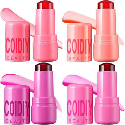 RUBY FACE Cooling Water Jelly Lips Tint Blush Stick, 4 Pcs(20 g, Multi-Use Cheek and Lip Stains & Tints)
