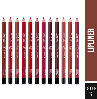 Shryoan Pretty Me Bold Lipliner & Eye Liner Pencil Set of 12 | Smudge Proof & Waterproof(Loose)