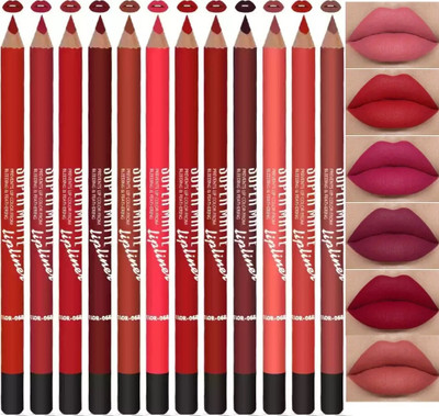 WECHARMERZ Waterproof Long Lasting Lipliner Matte Stick Lipfiller 12 Shades(Multicolor)