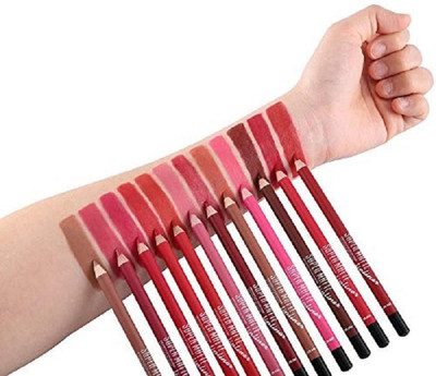 NADJA DEEP MATTE LIP LINER SET OF 12 PENCIL LONG LASTING FOR WOMEN(MULTI COLOR)