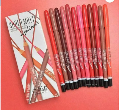 JLVH Super Matte Lip Liner Pack of-12 (Multi Color)m(MULTICOLOR)