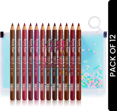 Seven Seas HD Sharp Line Lip Liner Transfer-proof Highly Pigmented Lip Liner (Pack Of 12)(Multicolors)