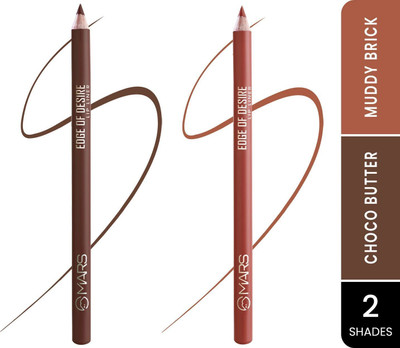 MARS Matte Lip Liner | Smooth Application, Long Lasting & Travel friendly Lip Pencil(CHOCO BUTTER + MUDDY BRICK)