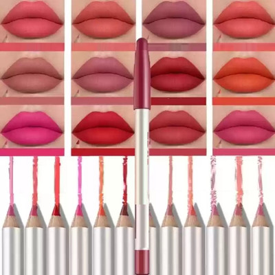 Latixmat Bold Matte True Lips Lipliner Set Multicolor Pack Of 12(Multicolor)