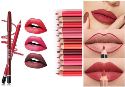 NADJA Waterproof Professional Multicolored Matte Super Matte Lip Liner Pencil(MULTI COLOR)