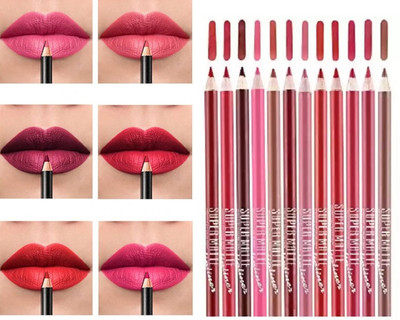 LILLYAMOR HD Matte Lip Liner Pencil Set - 12(MULTICOLORED)