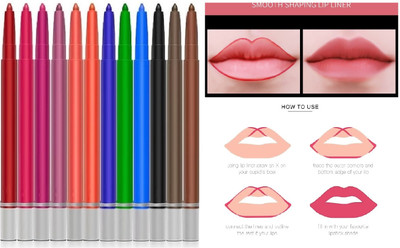 Neycare Matte LipLiner Pencil Set of 12(MULTICOLOR)