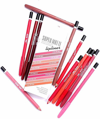 Sarbeau Super matte lip liner set of 12 (multicolor)(76754)