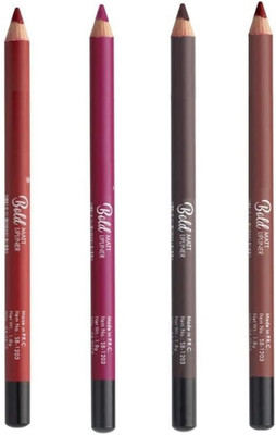 XIIAA Waterproof Bold Super Matte Lip Liner Pencil - Set of 4 Pcs, Multicolour(Multicolor)