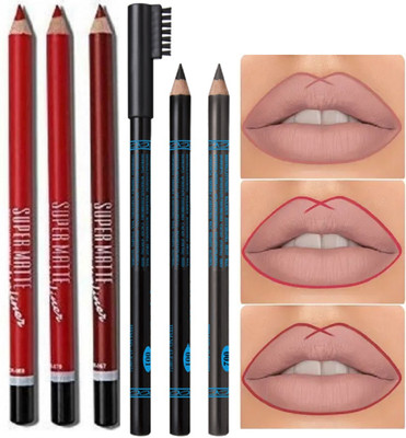WECHARMERZ Lip Liner Waterproof Durable Matte Set Pack Of 6 Eye+Lip(Multicolor)