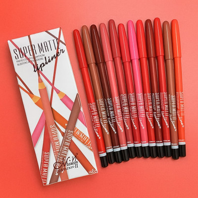 BLUSHIS Super Matte Creamy Lipliner Pencil pack of 12(Multicolour)